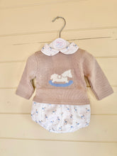 Load image into Gallery viewer, Beige Rocking Horse Jumper and Jam Pants Set