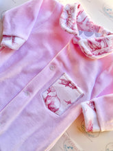 Load image into Gallery viewer, Toile Pink Velvet Babygrow