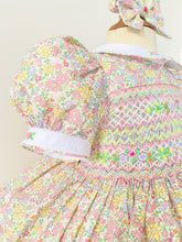 Load image into Gallery viewer, Smocked Floral Pink, Lemon and Lilac Dress