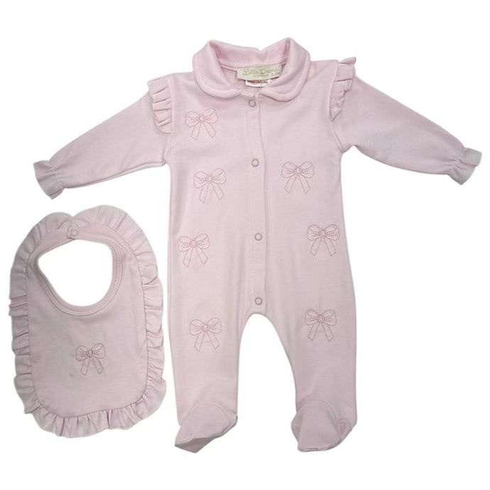 Pink Bows Babygrow and Bib Set