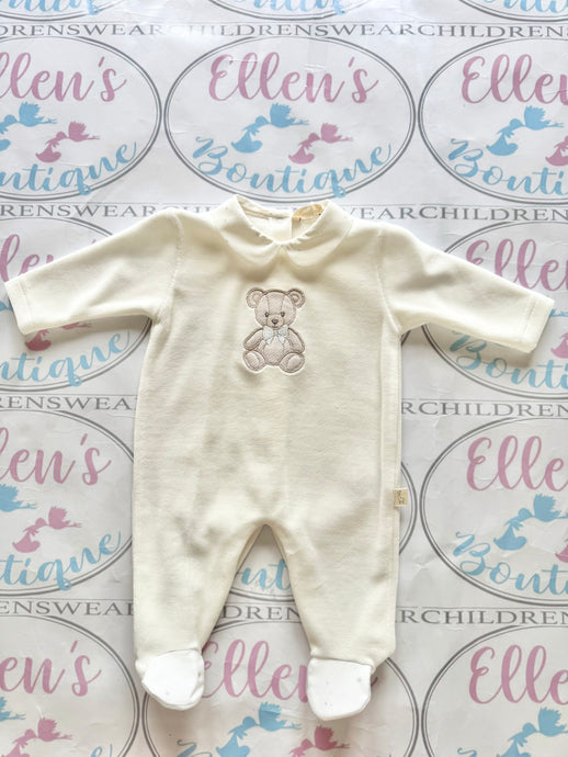Baby GI Cream Teddy Velvet Babygrow