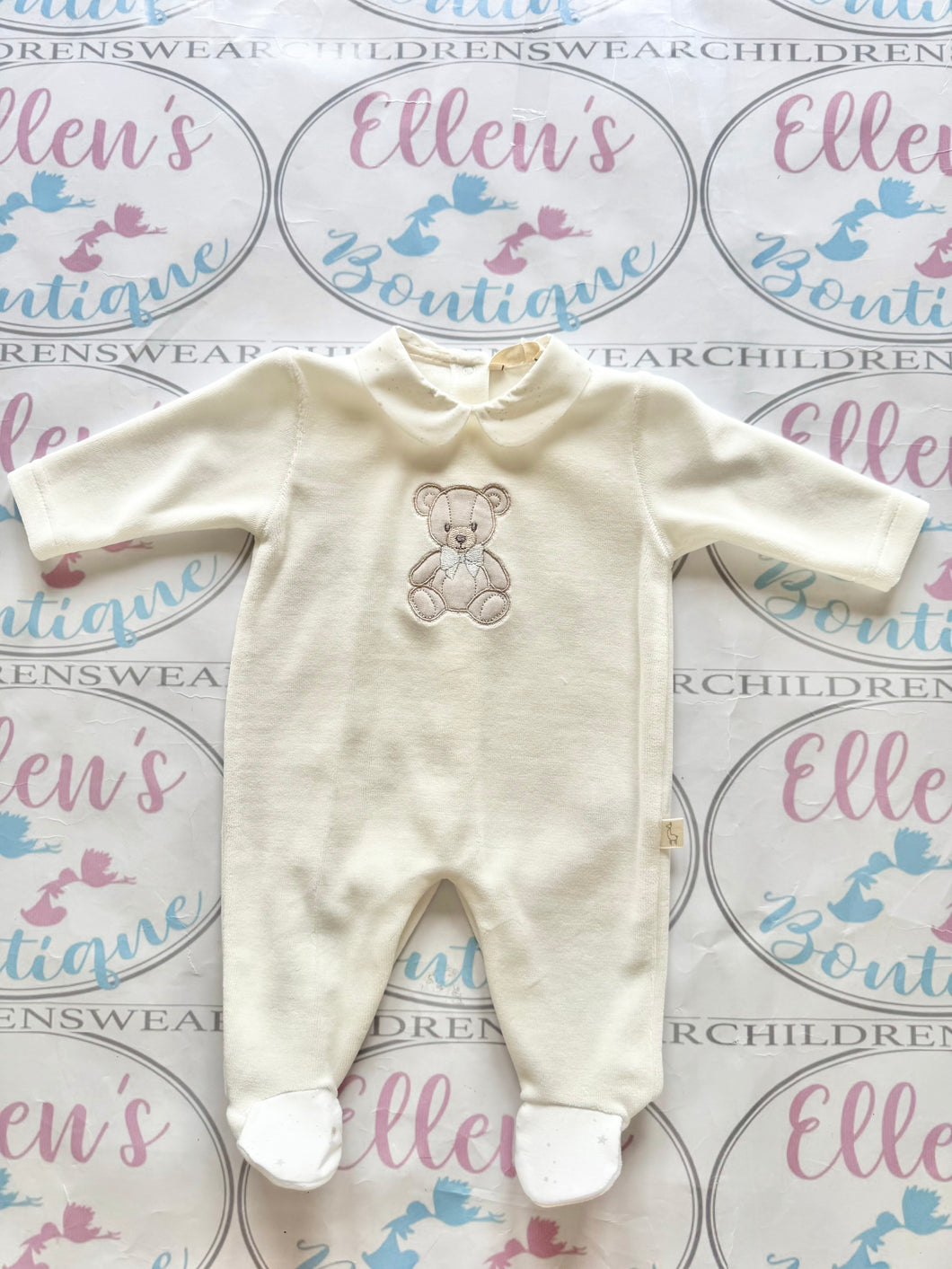 Baby GI Cream Teddy Velvet Babygrow