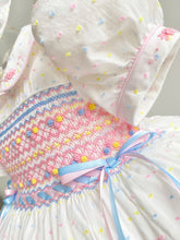 Load image into Gallery viewer, Swiss Cotton Pastels Smocked Dress Preorder