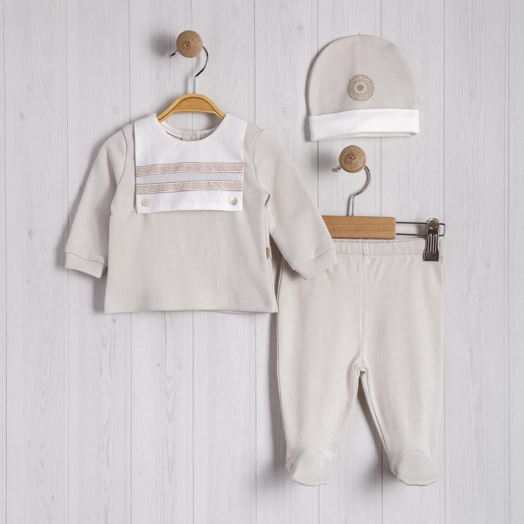 Biscuit and White Two Piece Set and Hat