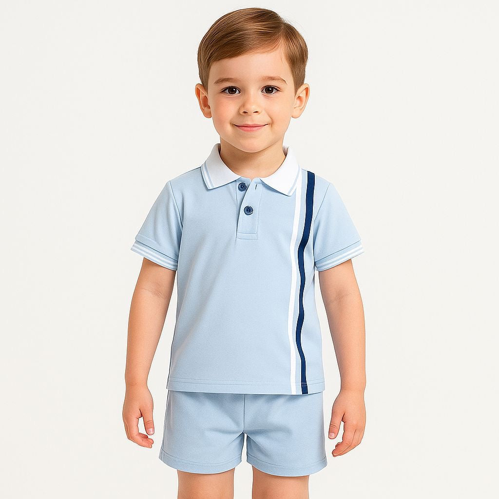 Blue Stripe Boys Short Set