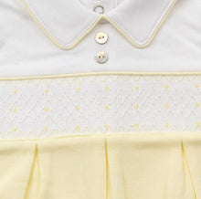 Load image into Gallery viewer, Lemon and White Smock Babygrow