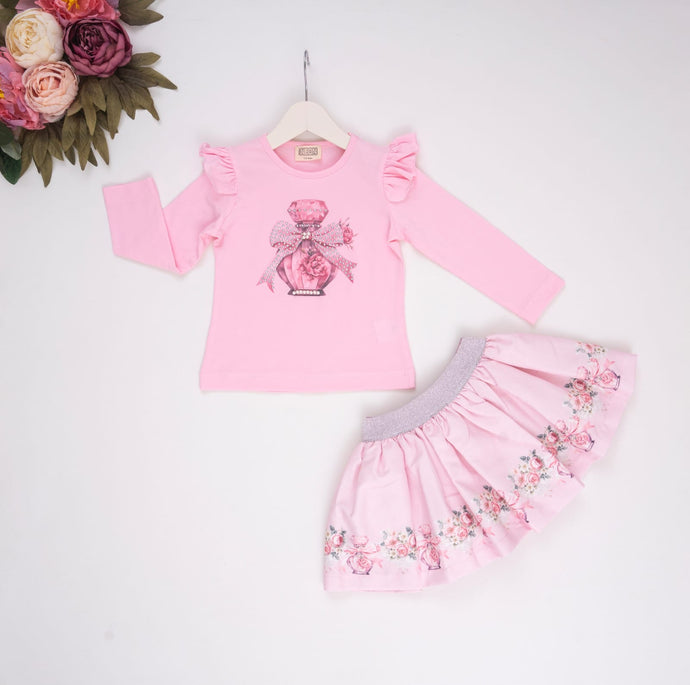 Pink Perfume Skirt Set