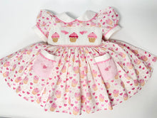 Load image into Gallery viewer, Pink Cupcakes Smocked Dress
