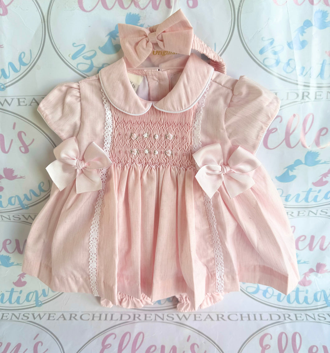 Pretty Originals Pink/Peach Smocked Set