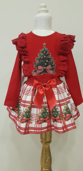 Red Christmas Trees Skirt Set