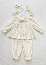 Load image into Gallery viewer, Cream and Pink Floral Long Sleeve Pyjamas