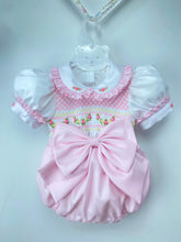 Load image into Gallery viewer, Pink Floral Garland Smocked Romper