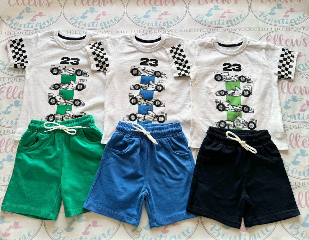 Boys Racing Car Short Sets - Choose Colour