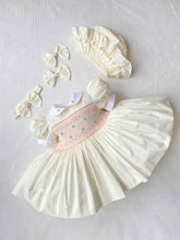 Load image into Gallery viewer, Cream and Pink Smocked Dress