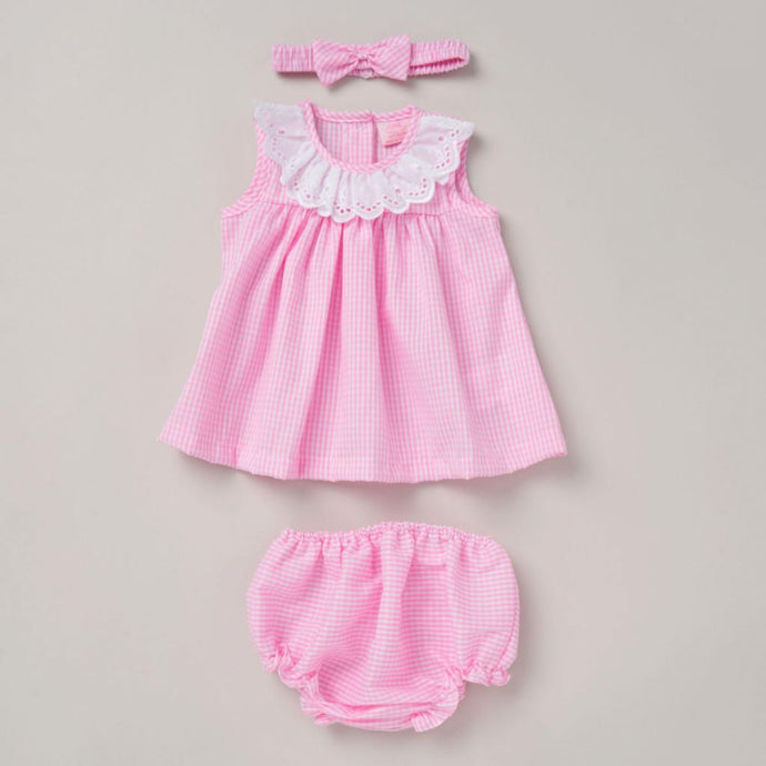 Pink Gingham Dress and Headband