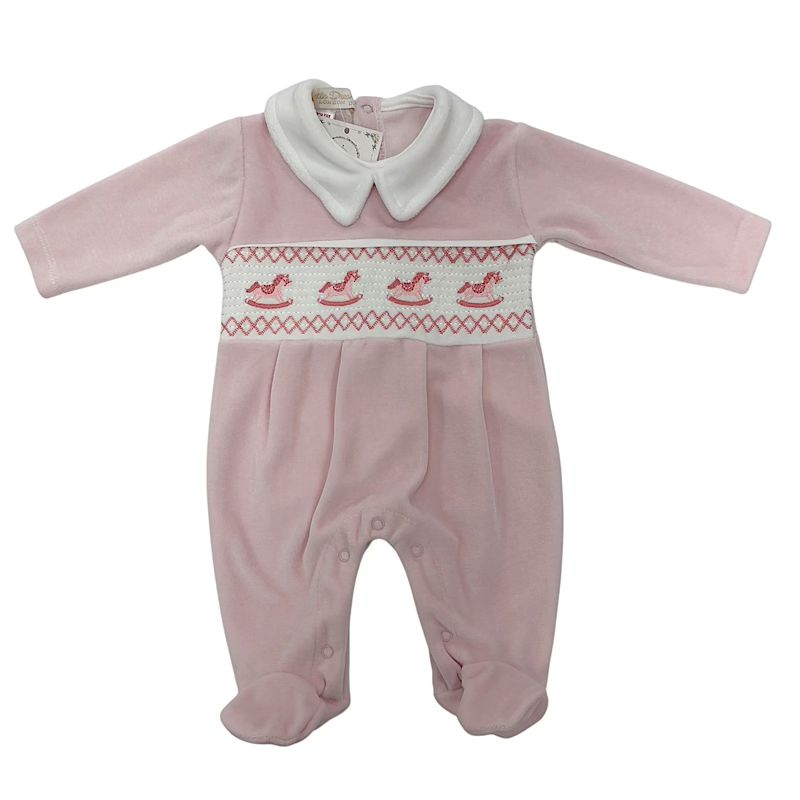 Pink Velvet Rocking Horse Babygrow