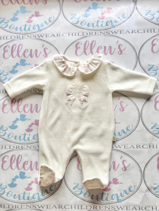 Baby GI Pink Bow Vintage Velvet Babygrow