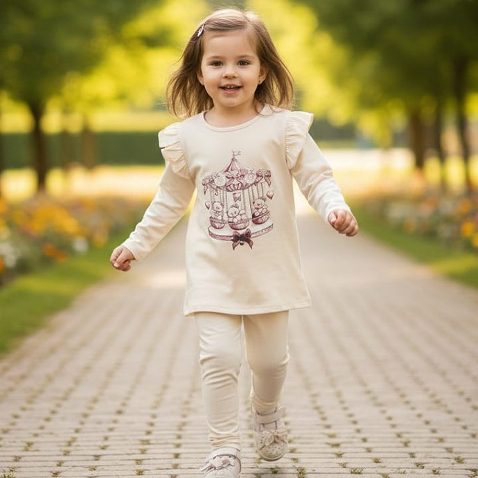 Cream Teddy Carousel Leggings Set