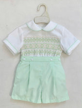 Load image into Gallery viewer, Mint and Cream Smocked Suit