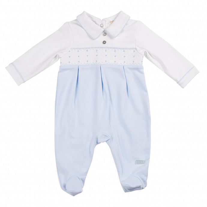 Blue and White Blue Smock Babygrow