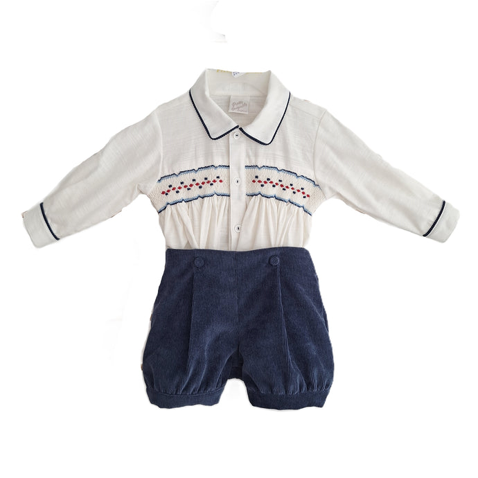 Pretty Originals Velvet Royal Blue Smocked Suit PREORDER