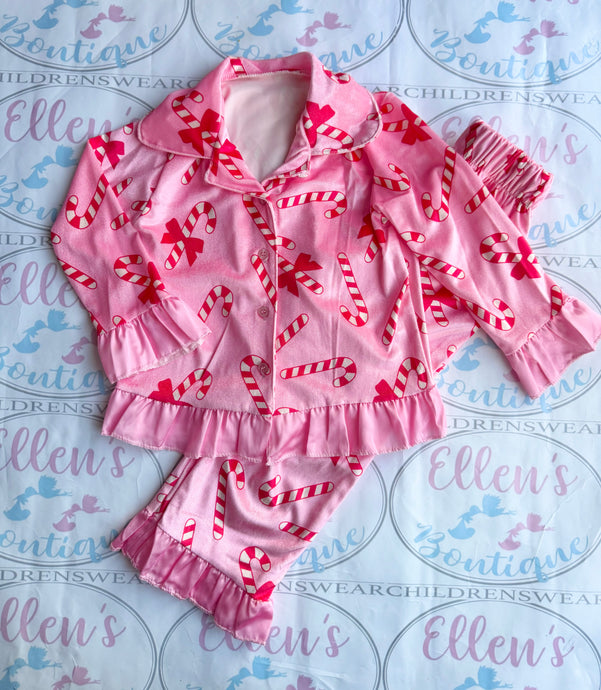 Pink Candy Canes Velvet Pyjamas