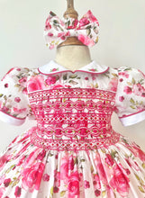 Load image into Gallery viewer, Pink Rose Garden Smocked Dress
