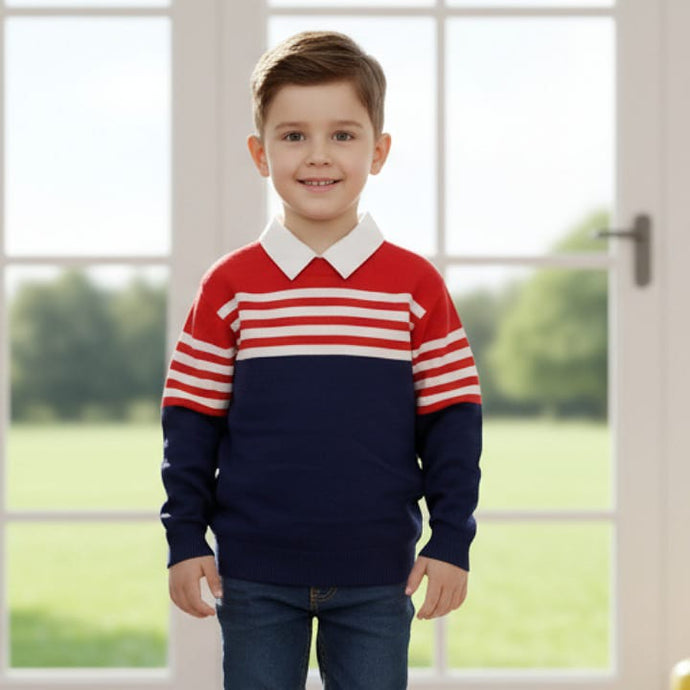 Boys Navy and Red Jumper