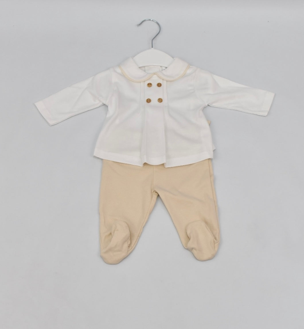 Biscuit and White Baby Two Piece Set