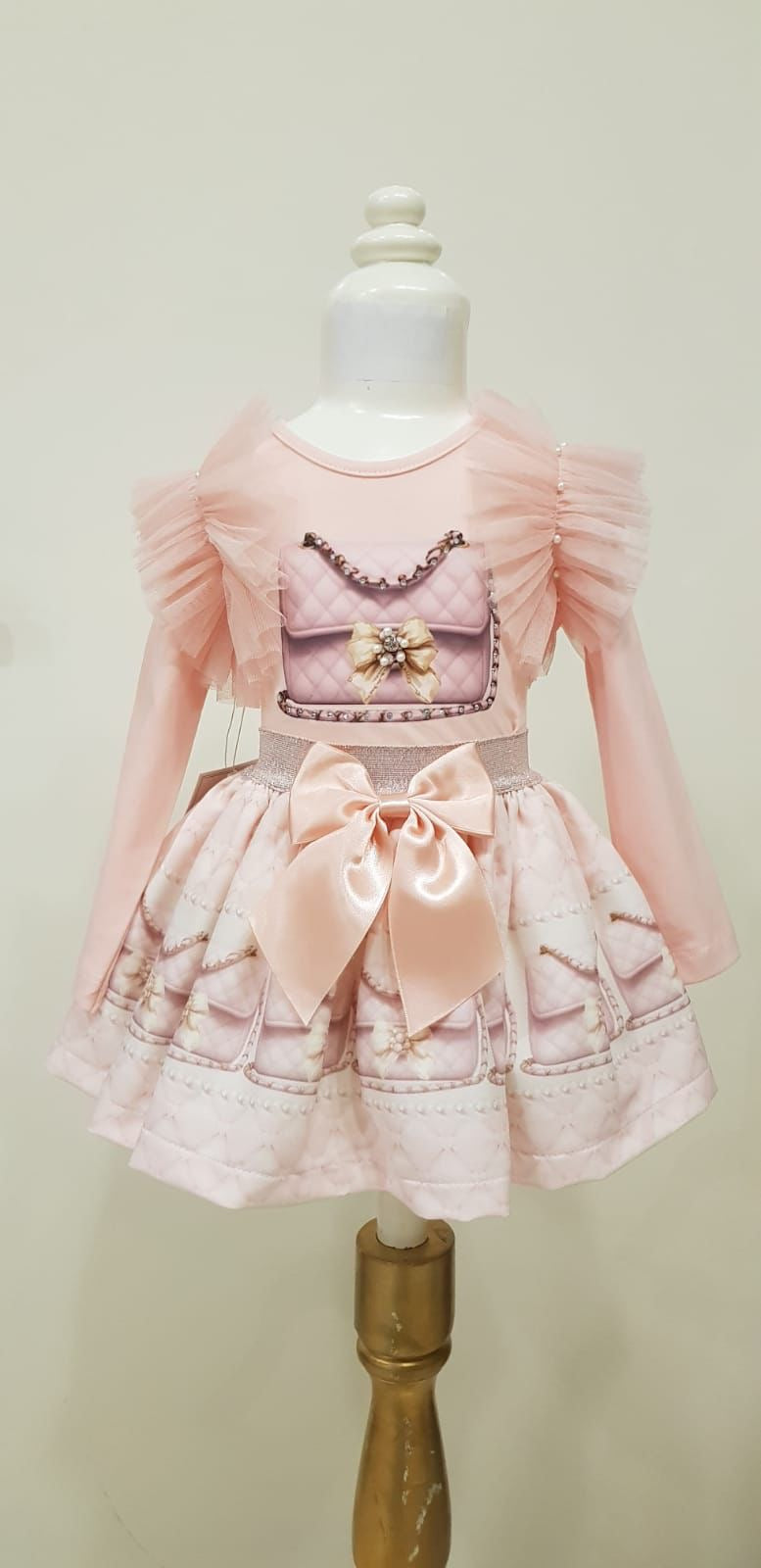 Pink Handbag Skirt Set