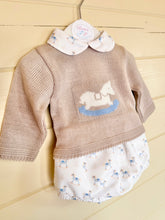Load image into Gallery viewer, Beige Rocking Horse Jumper and Jam Pants Set