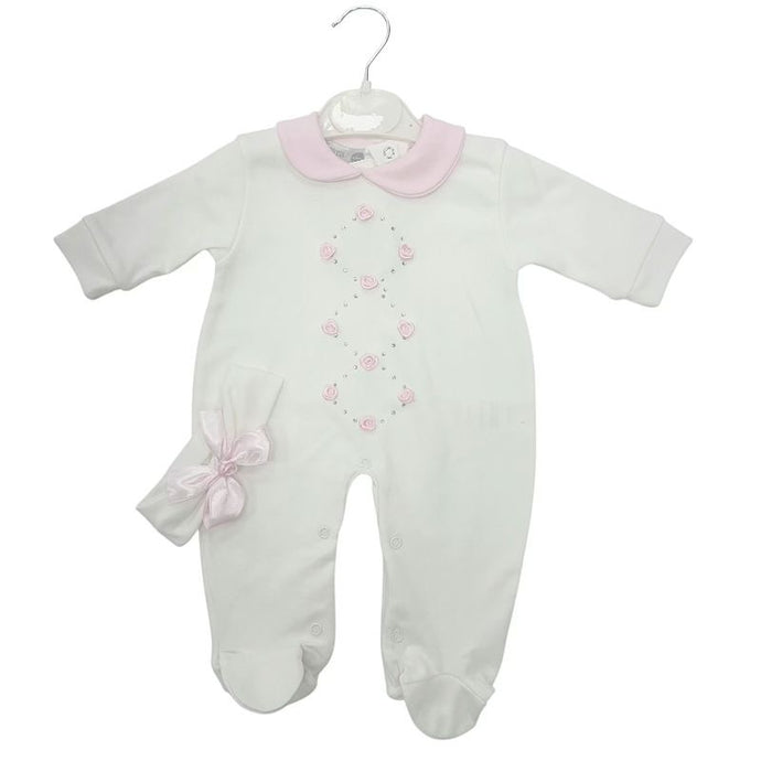 White Rosebuds Babygrow and Headband