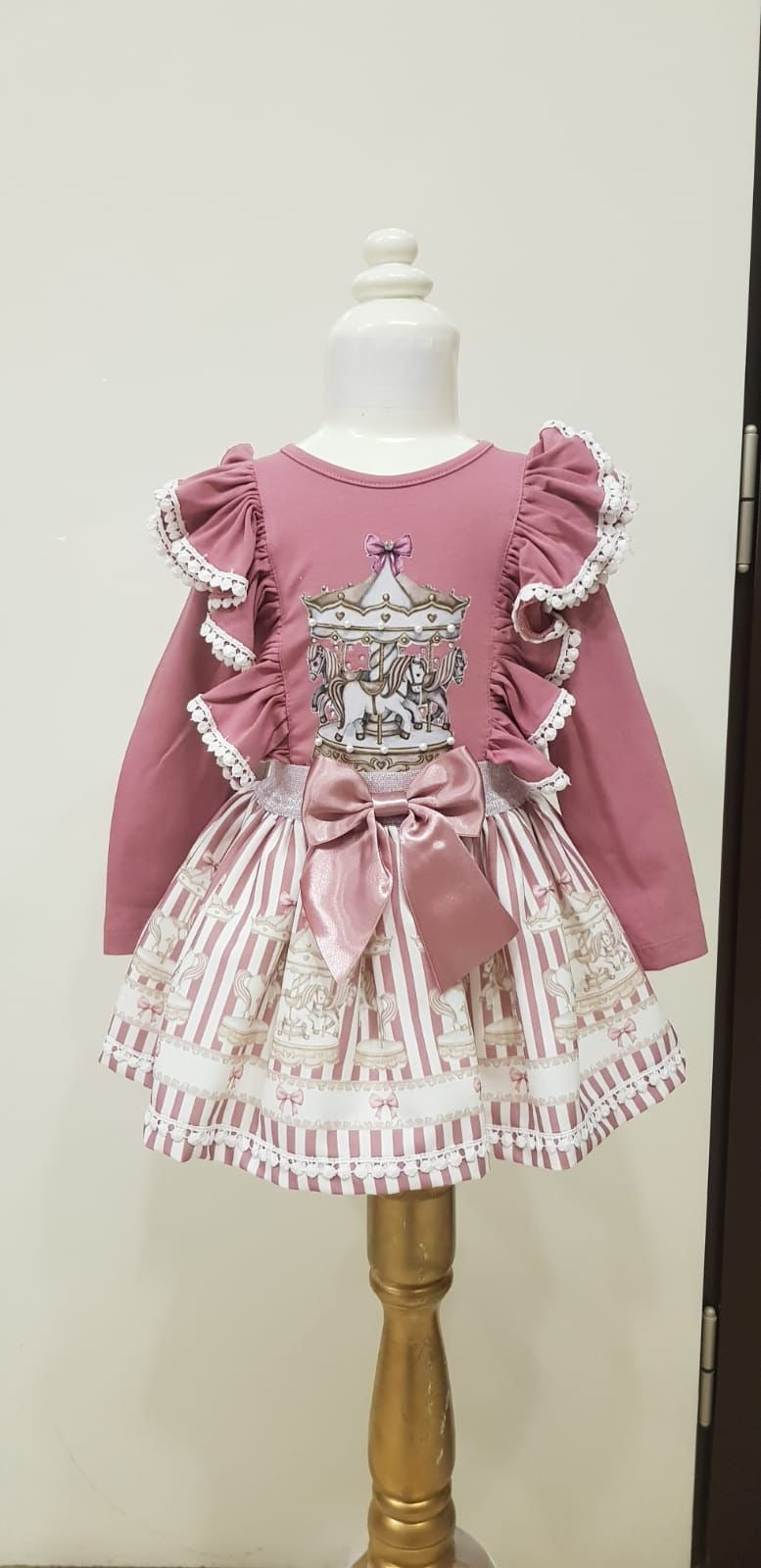 Dusky Pink Carousel Skirt Set