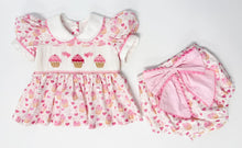 Load image into Gallery viewer, Pink Cupcakes Smocked Romper