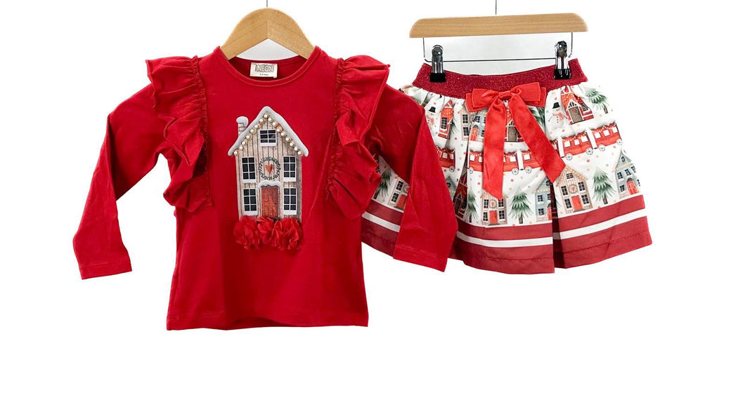 Red House Skirt Set