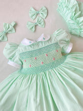 Load image into Gallery viewer, Mint and Pink Smocked Dress