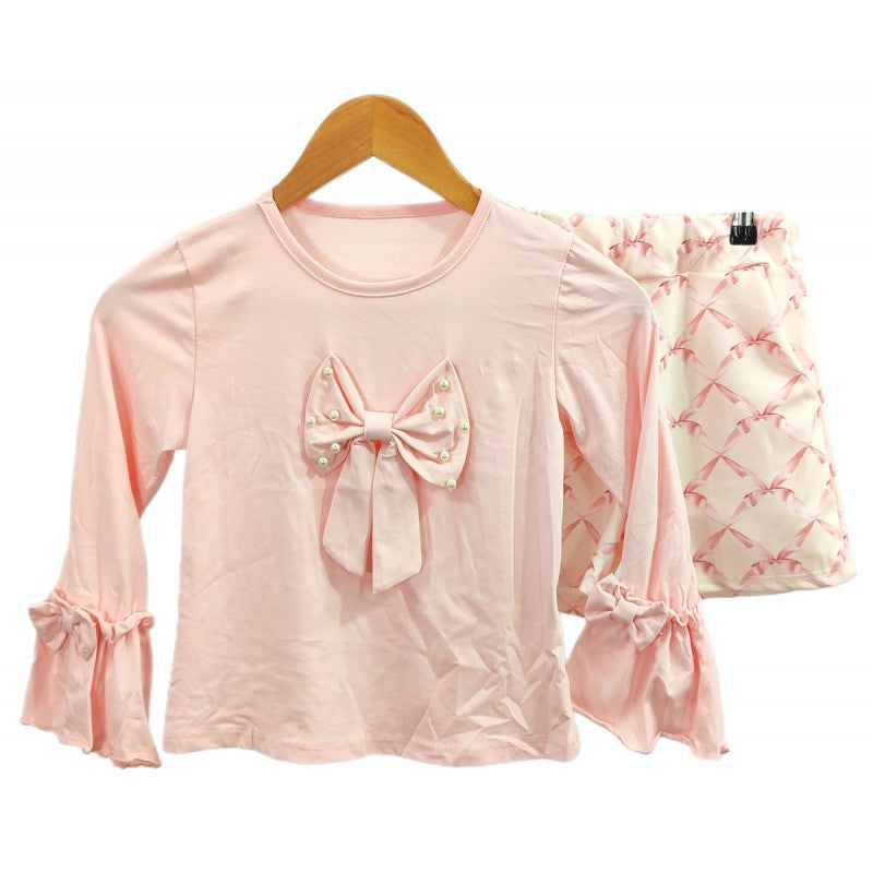Pink Bows and Pearls Short Set
