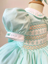 Load image into Gallery viewer, Mint and Cream Smocked Dress