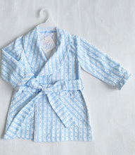 Load image into Gallery viewer, Boys Blue Swiss Cotton Stripe Pyjamas and Nightcoat