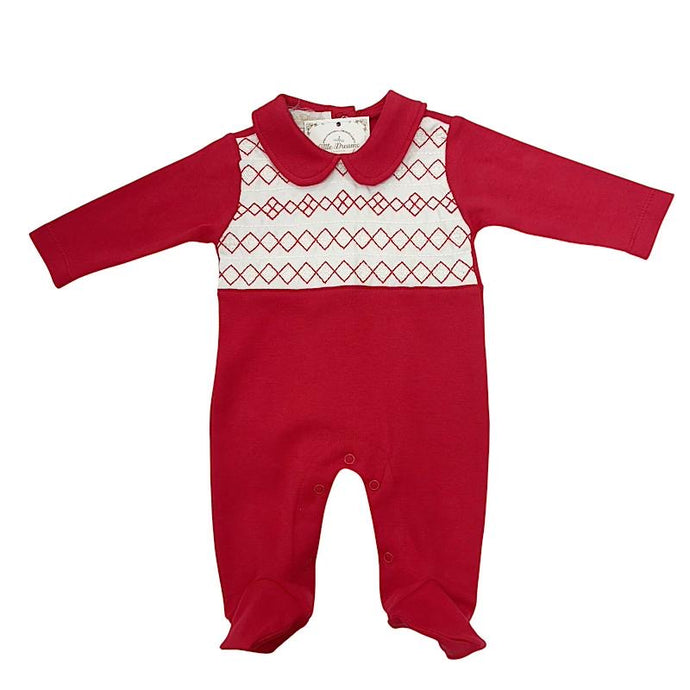 Red Smocked Babygrow