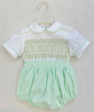 Load image into Gallery viewer, Mint and Cream Smocked Suit
