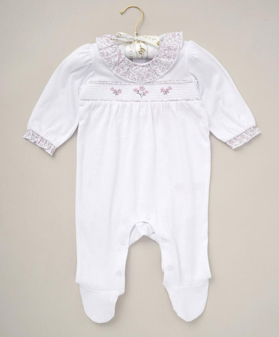 White Floral Babygrow