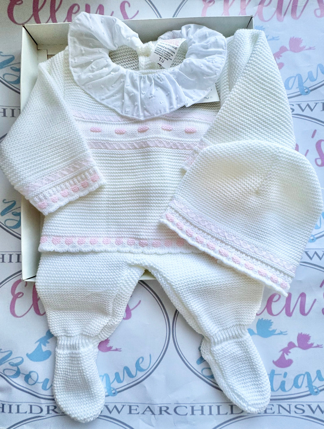 Cream and Pink Knitted Set