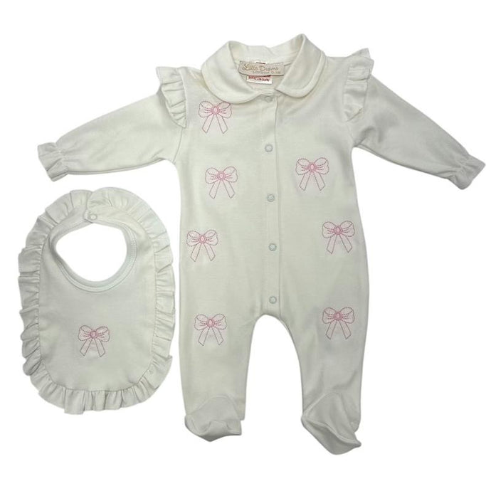 Cream Bows Babygrow and Bib Set