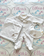 Load image into Gallery viewer, Baby GI Blue Rocking Horse Velvet Babygrow