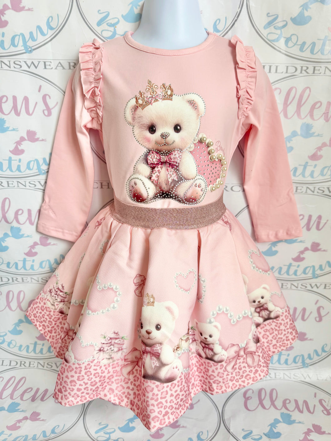 Pink Pearls and Teddies Skirt Set