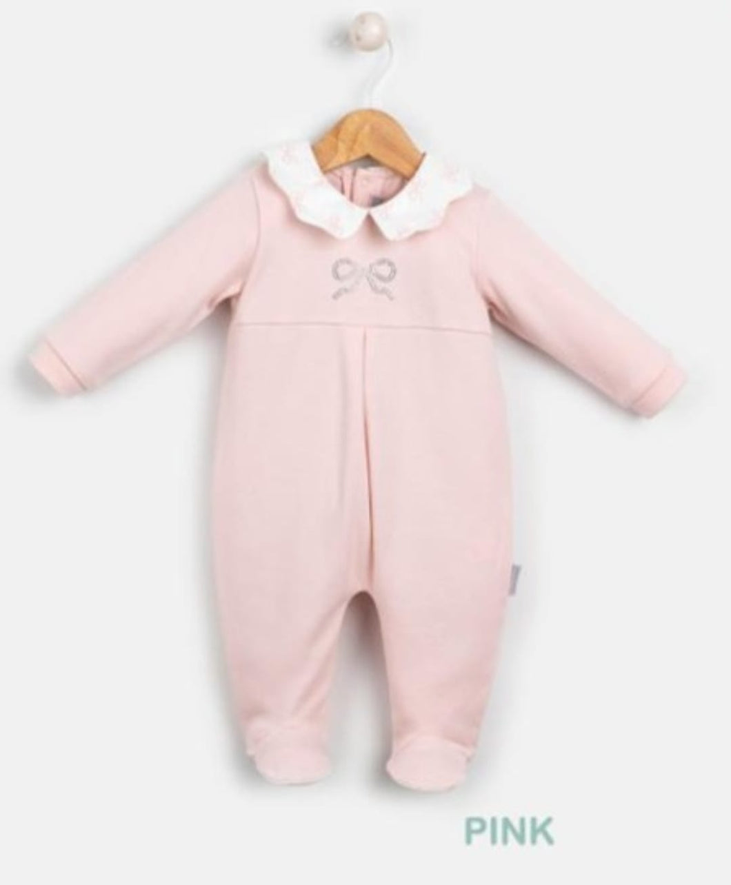 Pink Diamante Bows Babygrow