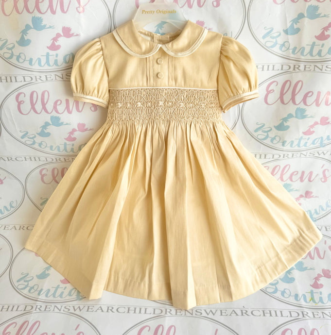 Pretty Originals Champagne Gold Smocked Dress