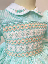 Load image into Gallery viewer, Mint and Cream Smocked Dress