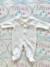 Load image into Gallery viewer, Baby GI Blue Rocking Horse Velvet Babygrow